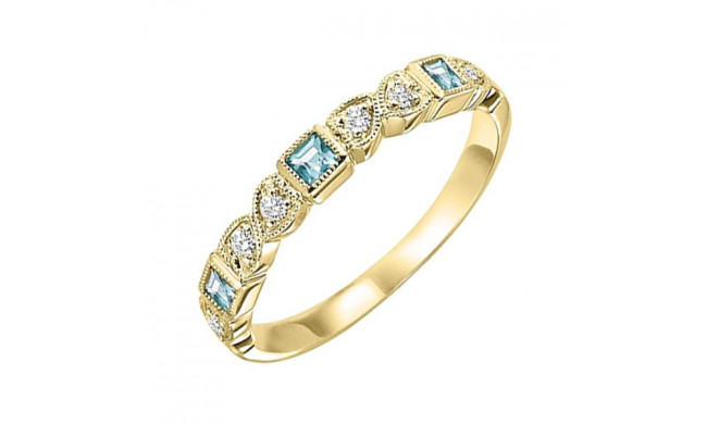 Gems One 14Kt Yellow Gold Diamond (1/12Ctw) & Aquamarine (1/8 Ctw) Ring - FR1270-4YD