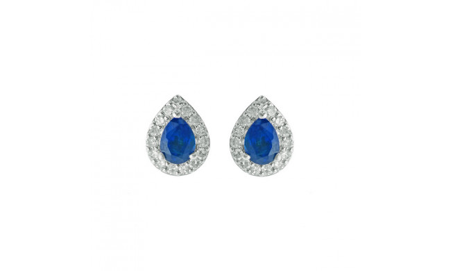 Gems One 10Kt White Gold Diamond (1/8Ctw) & Sapphire (3/8 Ctw) Earring - ER31976-1WDS