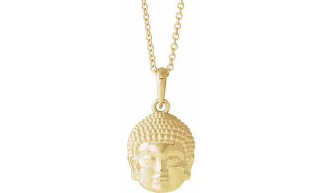 14K Yellow 14.7x10.5 mm Meditation Buddha 16-18 Necklace - 86871601P