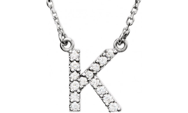 14K White Initial K 1/8 CTW Diamond 16 Necklace - 67311110P