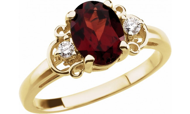 14K Yellow Mozambique Garnet & .06 CTW Diamond Accented Ring - 60442208961P