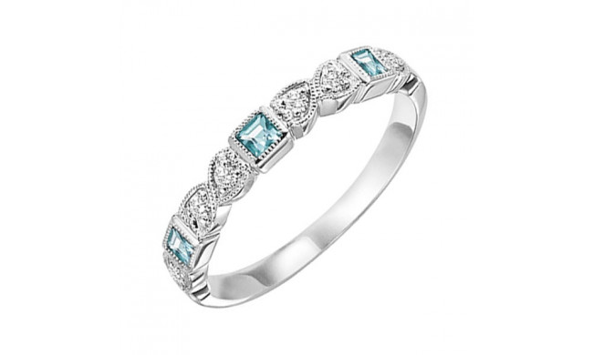 Gems One 10Kt White Gold Diamond (1/10Ctw) & Aquamarine (1/6 Ctw) Ring - FR1262-1WD