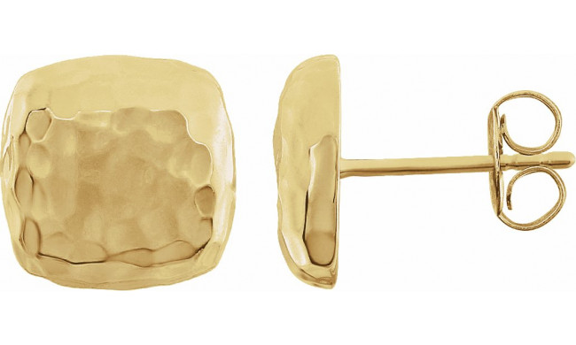 14K Yellow Hammered Square Earrings - 861051001P