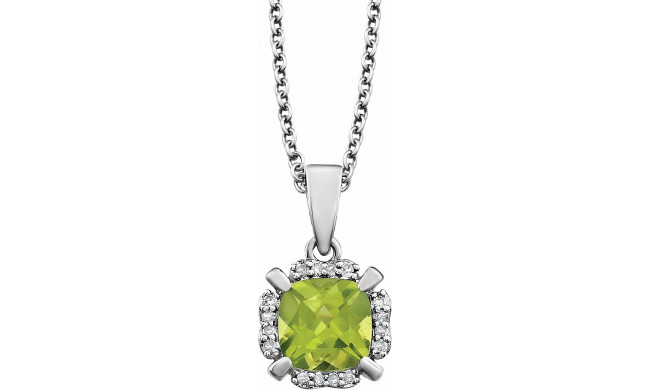 14K White Peridot & .05 CTW Diamond 18 Necklace - 65195360008P