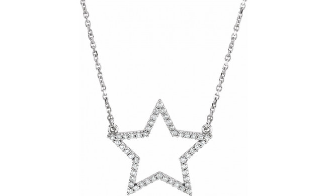 14K White 1/5 CTW Diamond Star 16 Necklace - 66414100001P