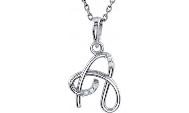 14K White .02 CTW Diamond Initial A 18 Necklace - 8555760026P