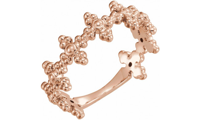 14K Rose Beaded Cross Ring - 51719103P