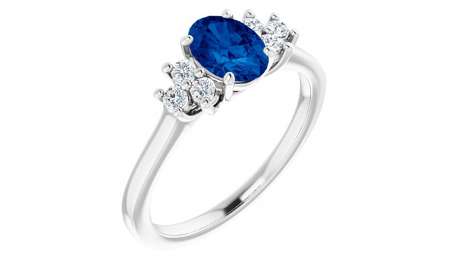 14K White Blue Sapphire  & 1/5 CTW Diamond Ring - 7160470007P