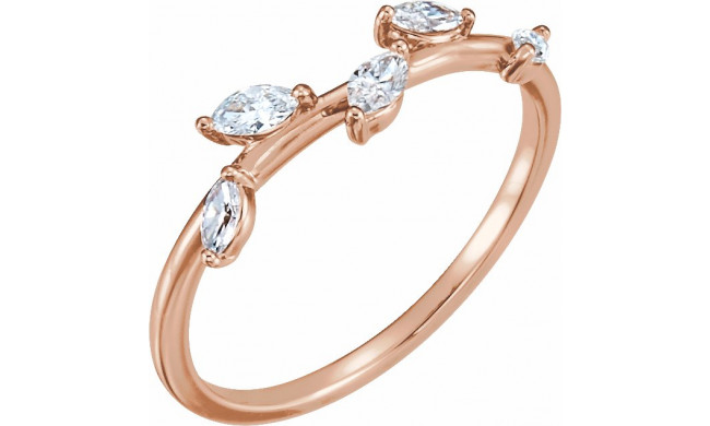 14K Rose 1/4 CTW Diamond Leaf Ring - 122971602P