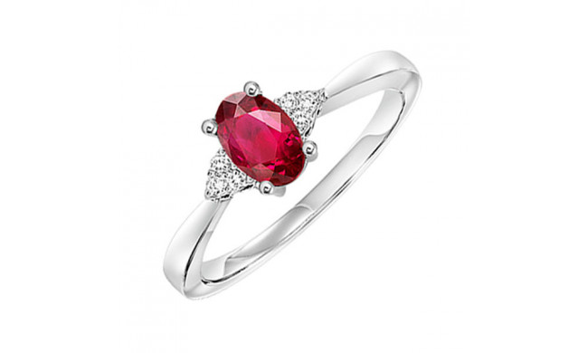 Gems One 10Kt White Gold Diamond (1/20Ctw) & Ruby (1/2 Ctw) Ring - FR4025-1WDR