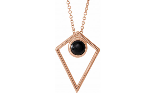 14K Rose Onyx Cabochon Pyramid 16-18 Necklace - 86863622P