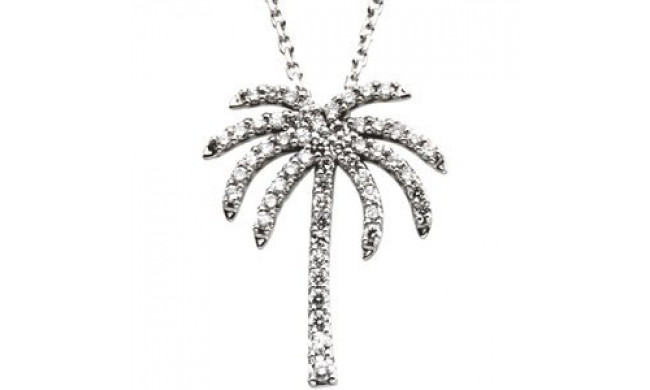 14K White 1/4 CTW Diamond Palm Tree 16 Necklace - 6712784402P