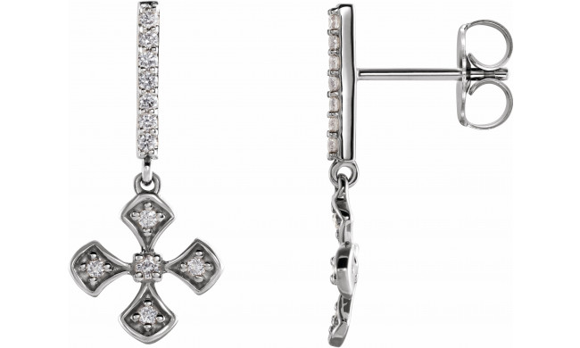 14K White 1/5 CTW Diamond Cross Dangle Earrings - 6535881000P