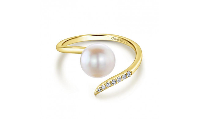 Gabriel & Co. 14k Yellow Gold Grace Pearl & Diamond Ring - LR51058Y45PL