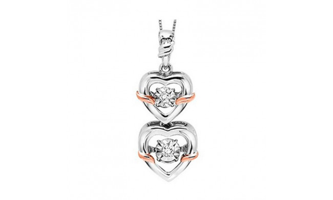 Gems One Silver (SLV 995) Pink & Diamonds Stunning Neckwear Pendant - 1/10 ctw - ROL1214-SS1PD