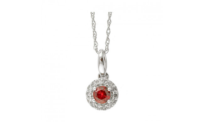 Gems One 10Kt White Gold Diamond (1/12Ctw) & Ruby (1/5 Ctw) Pendant - PD35151-1WDR