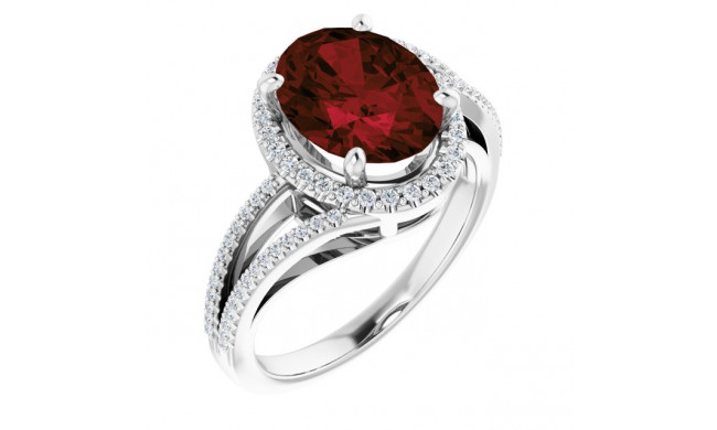 14K White Mozambique Garnet & 1/4 CTW Diamond Ring - 7186860000P