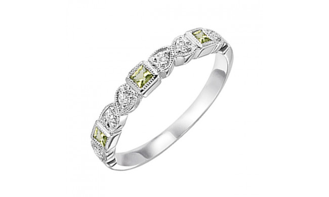 Gems One 14Kt White Gold Diamond (1/10Ctw) & Peridot (1/6 Ctw) Ring - FR1233-4WD