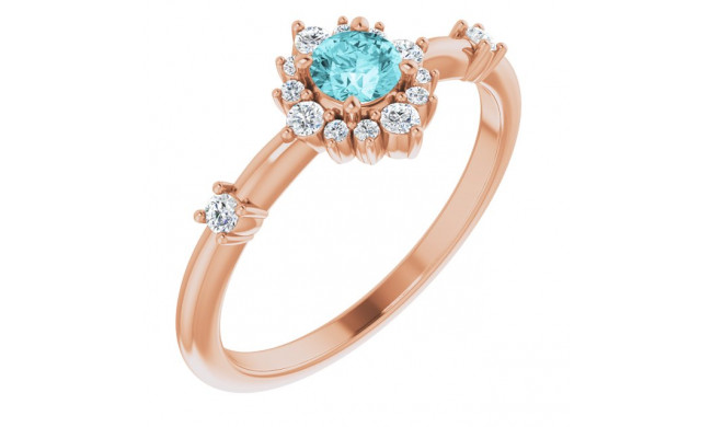 14K Rose Blue Zircon & 1/6 CTW Diamond Ring - 720886047P