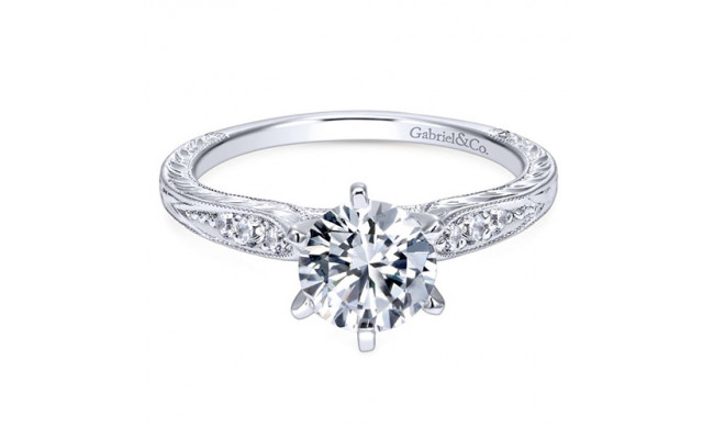 Gabriel & Co. 14k White Gold Victorian Straight Engagement Ring - ER11827R4W44JJ