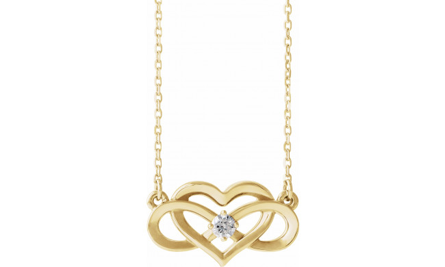 14K Yellow 1/10 CTW Diamond Infinity-Inspired Heart 16-18 Necklace - 86677601P