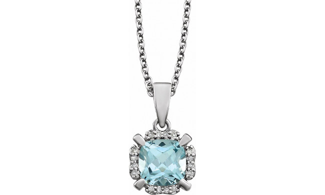 14K White Sky Blue Topaz & .05 CTW Diamond 18 Necklace - 65195360012P