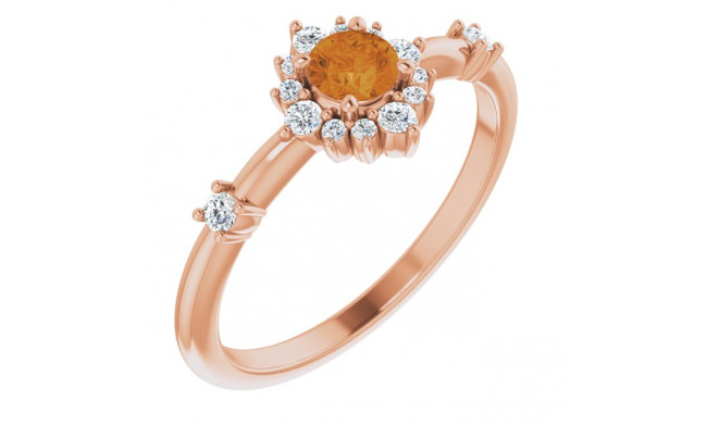 14K Rose Citrine & 1/6 CTW Diamond Ring - 720886048P