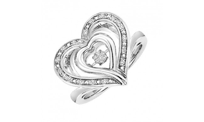 Gems One Silver (SLV 995) Diamond Rhythm Of Love Fashion Ring  - 1/10 ctw - ROL1172-SSWD