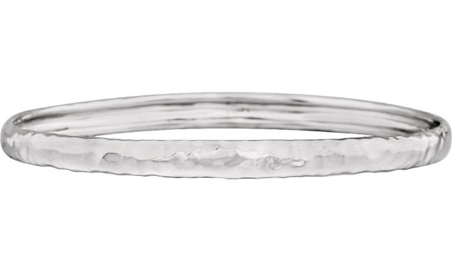 14K White 5.1 mm Hammered Bangle 7 1/2 Bracelet - 860871001P