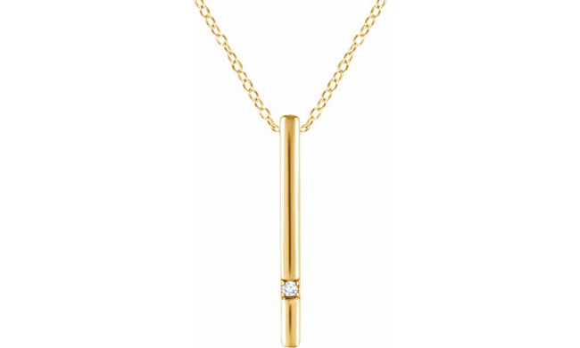 14K Yellow .015 CT Diamond Bar 16-18 Necklace - 65221960000P