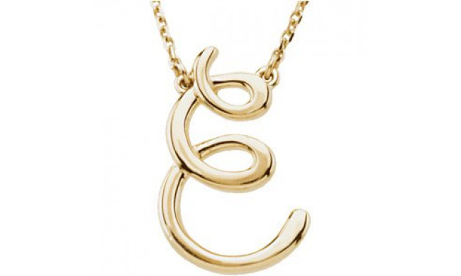 14K Yellow Script Initial E 16 Necklace - 84635207P