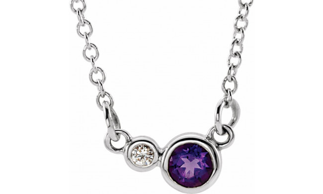 14K White Amethyst & .02 CTW Diamond 18 Necklace - 86793693P