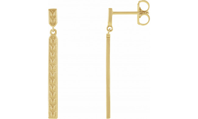 14K Yellow 29x2.4 mm Sculptural Bar Earrings - 86791601P