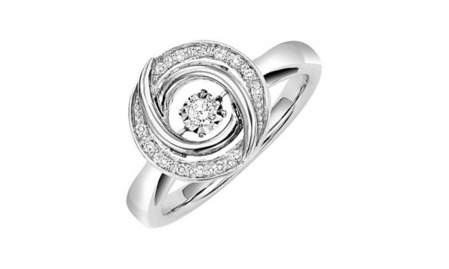 Gems One Silver (SLV 995) Diamond Rhythm Of Love Fashion Ring  - 1/10 ctw - ROL1171-SSWD