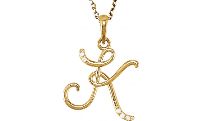 14K Yellow .025 CTW Diamond Initial K 18 Necklace - 8555760047P
