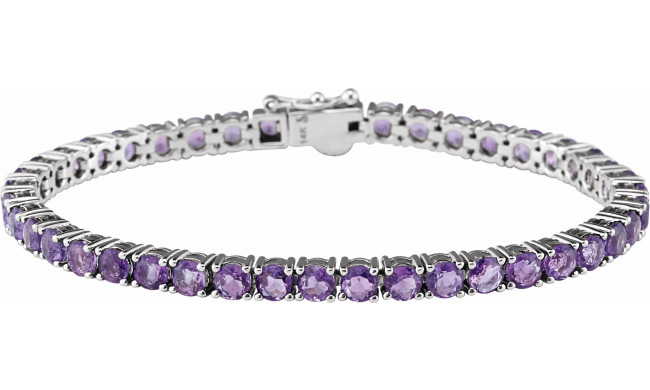 14K White Amethyst 7.15 Line Bracelet - 65120560000P