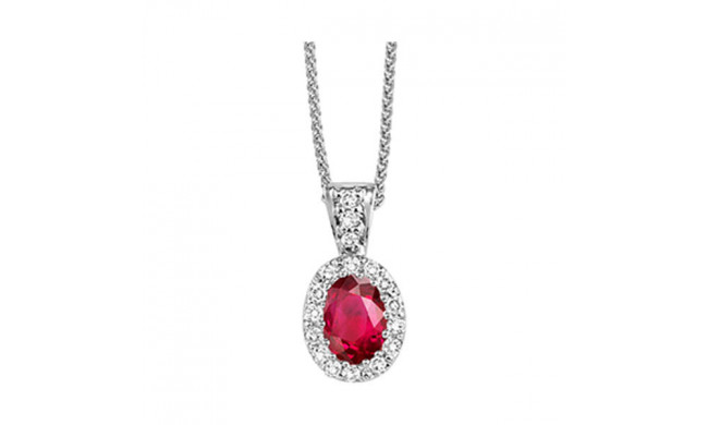 Gems One 14Kt White Gold Diamond (1/10Ctw) & Ruby (1/2 Ctw) Pendant - HDP438-4WCR