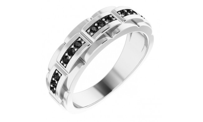 14K White 1/4 CTW Black Diamond Pattern Ring - 9860600P