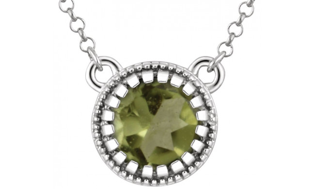 14K White Peridot August 18 Birthstone Necklace - 651611116P