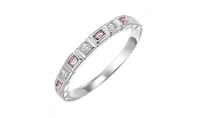 Gems One 14Kt White Gold Diamond (1/12Ctw) & Pink Tourmaline (1/8 Ctw) Ring - FR1223-4WD