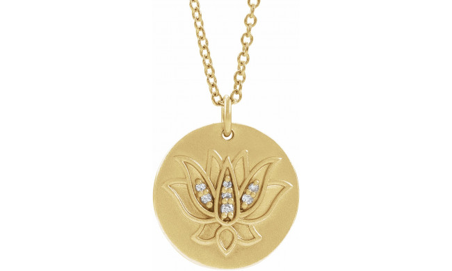 14K Yellow .025 CTW Diamond Lotus 16-18 Necklace - 86975606P