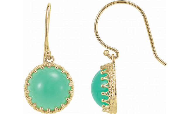 14K Yellow 10 mm Chrysoprase Dangle Earrings - 6978360001P