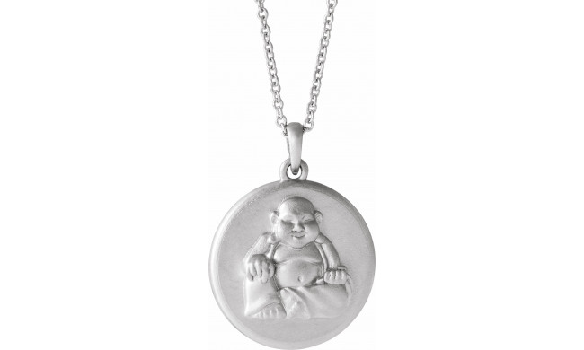 14K White Buddha 16-18 Necklace - 86851600P