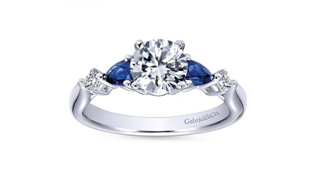 Gabriel & Co. 14k White Gold Contemporary 3 Stone Diamond & Gemstone Engagement Ring - ER6002W44SA