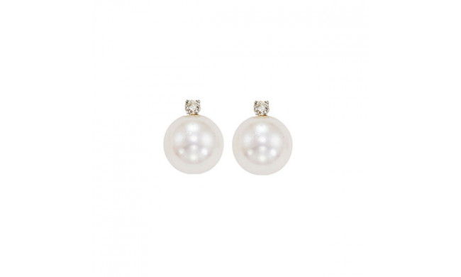 Gems One 14Kt White Gold Diamond (1/20Ctw) & Pearl (1 Ctw) Earring - PSD7.00AAA-4W