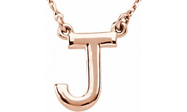 14K Rose Block Initial J 16 Necklace - 8463460009P