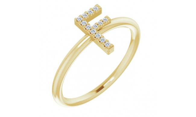 14K Yellow .06 CTW Diamond Initial F Ring - 1238346026P