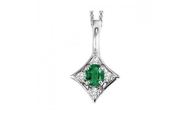 Gems One 14Kt White Gold Diamond (1/20Ctw) & Emerald (1/6 Ctw) Pendant - FP4031-4WCE