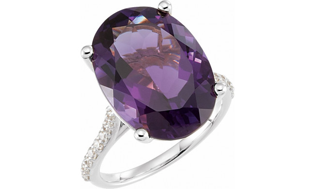 14K White Amethyst & 1/4 CTW Diamond Ring - 71722605P