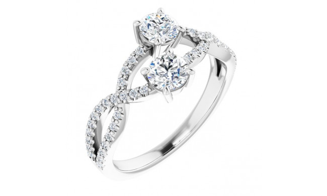 14K White 3/4 CTW Diamond Two-Stone Ring - 12314860000P